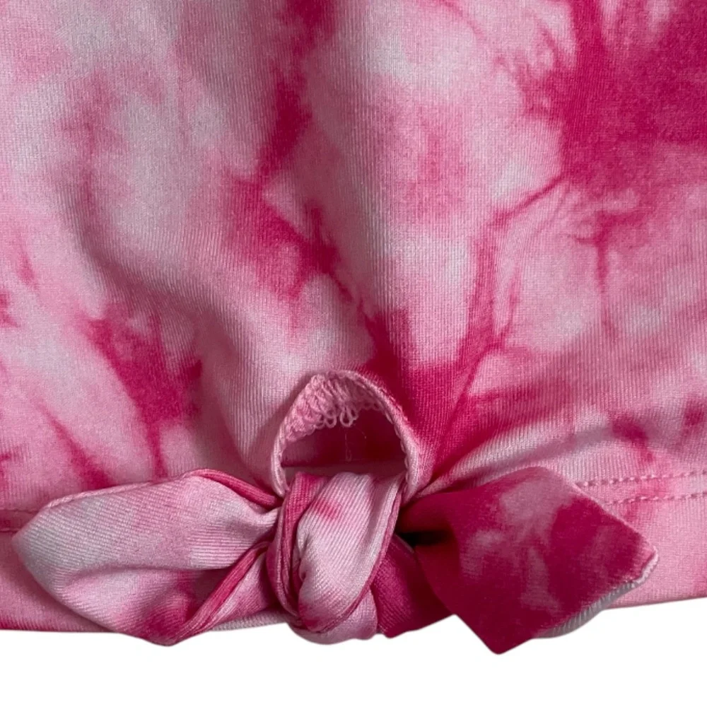 More Than Magic Girls XL 14/16 Pink White Tie Dye Swim Shirt Rashguard